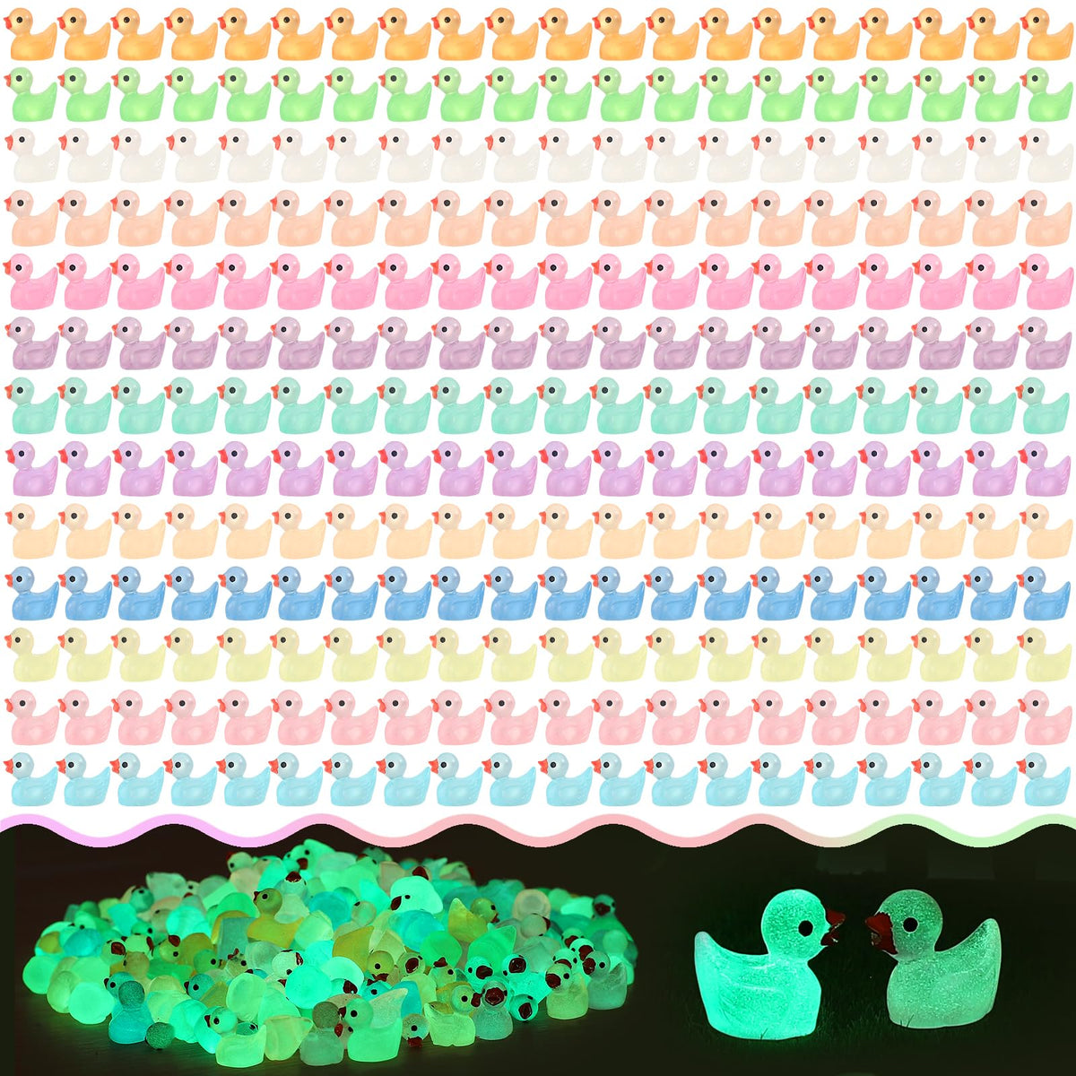 GADIEDIE luminous mini resin ducks pack brightens dollhouses after dark.