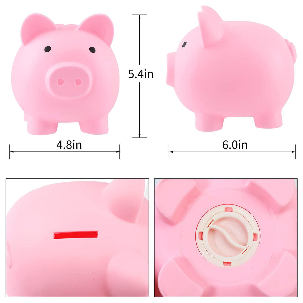 GADIEDIE pink piggy bank bottom plug, easy coin retrieval for reusing the bank.
