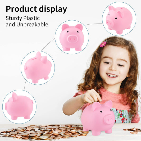 GADIEDIE pink piggy bank side view, sturdy design for daily use by kids.