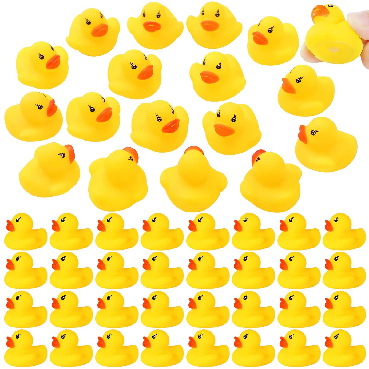 GADIEDIE rubber duck 50-pack floats upright for bath play and imagination.