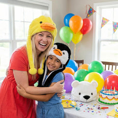 GADMEXILY penguin plush hat ideal for pretend play and themed events.