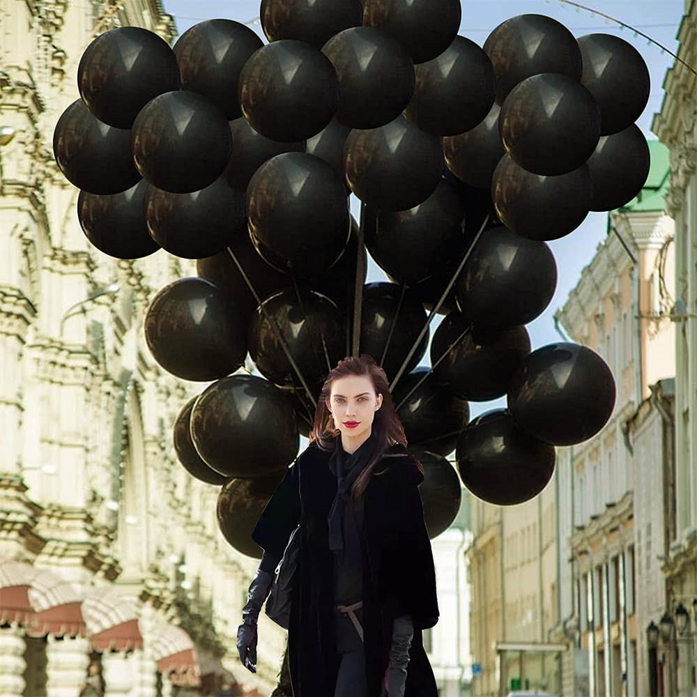 GaesQae 100pcs black balloon package ideal for bulk party decor.