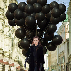 GaesQae 100pcs black balloon package ideal for bulk party decor.
