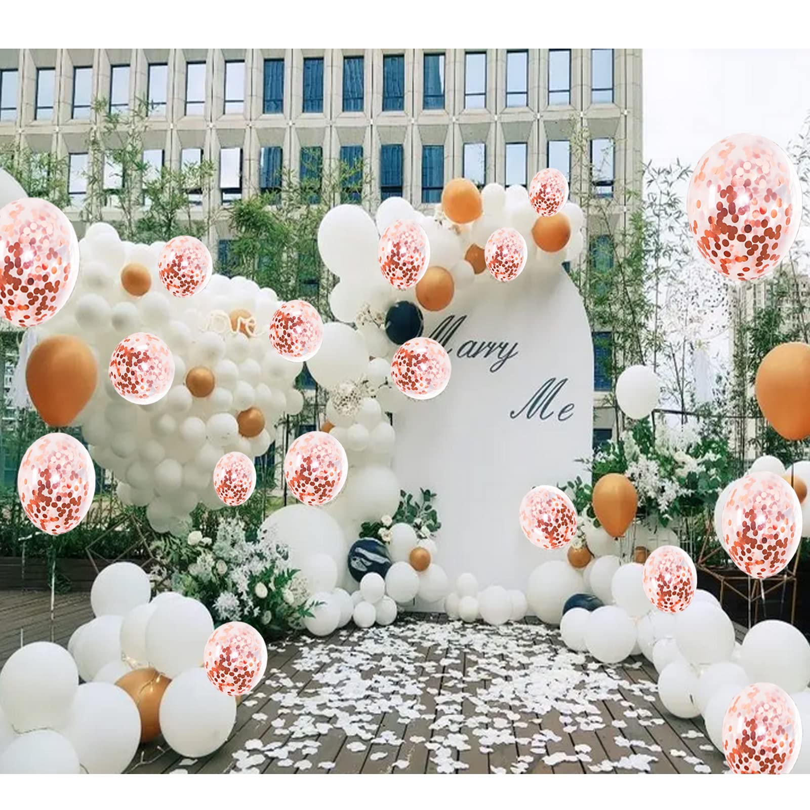 GaesQae birthday arch decor with rose gold confetti balloons for joyful entrances