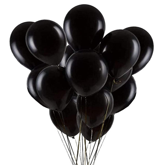 GaesQae black balloons 12 inch pack for Halloween decor with durable latex.