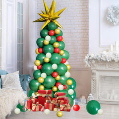 GaesQae Christmas balloon arch kit in green red and gold for festive backdrop ideas
