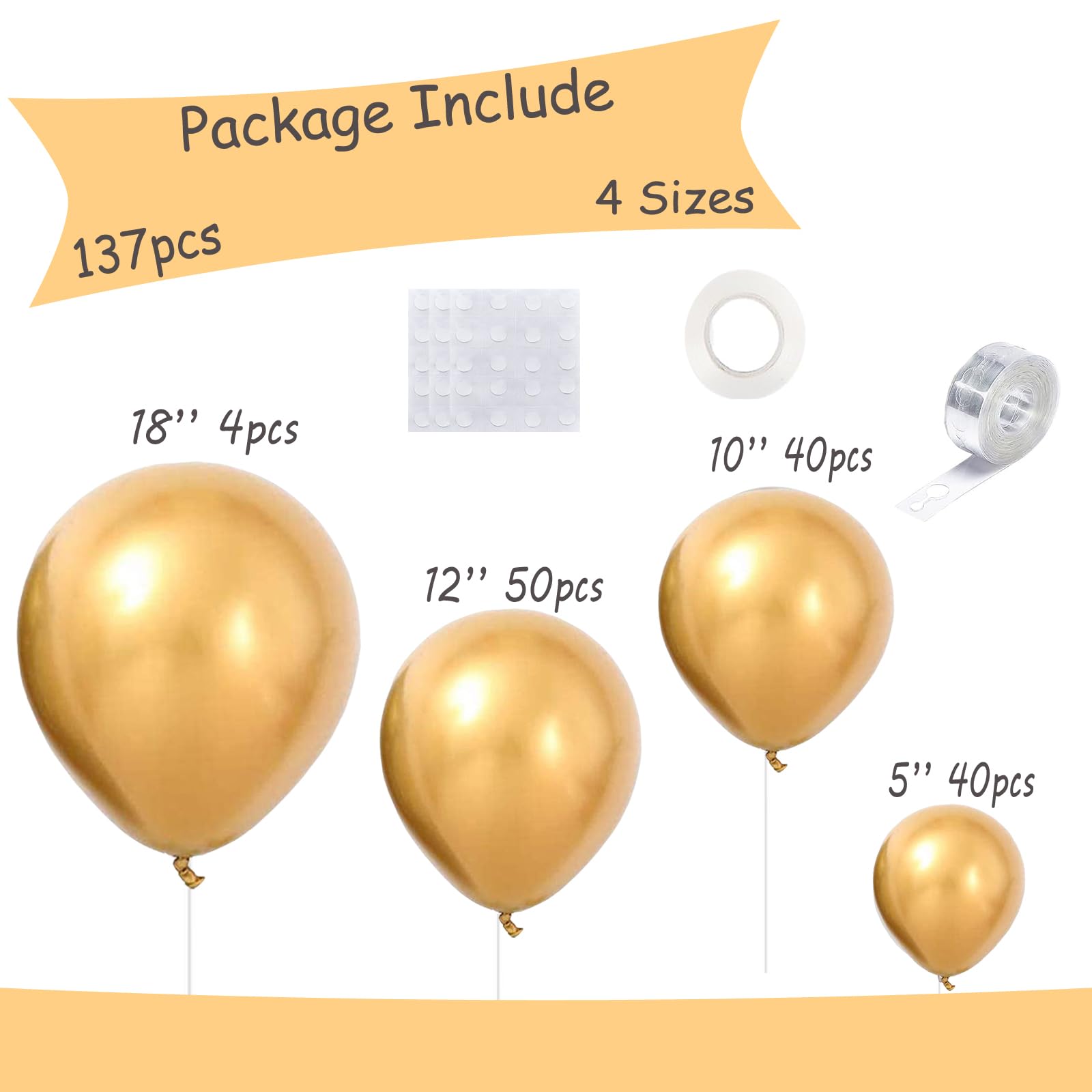 GaesQae metallic gold balloons 12-inch ideal for arches and arrangements.