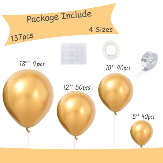 GaesQae metallic gold balloons 12-inch ideal for arches and arrangements.