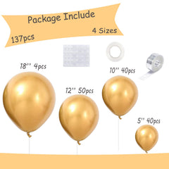 GaesQae metallic gold balloons 12-inch ideal for arches and arrangements.