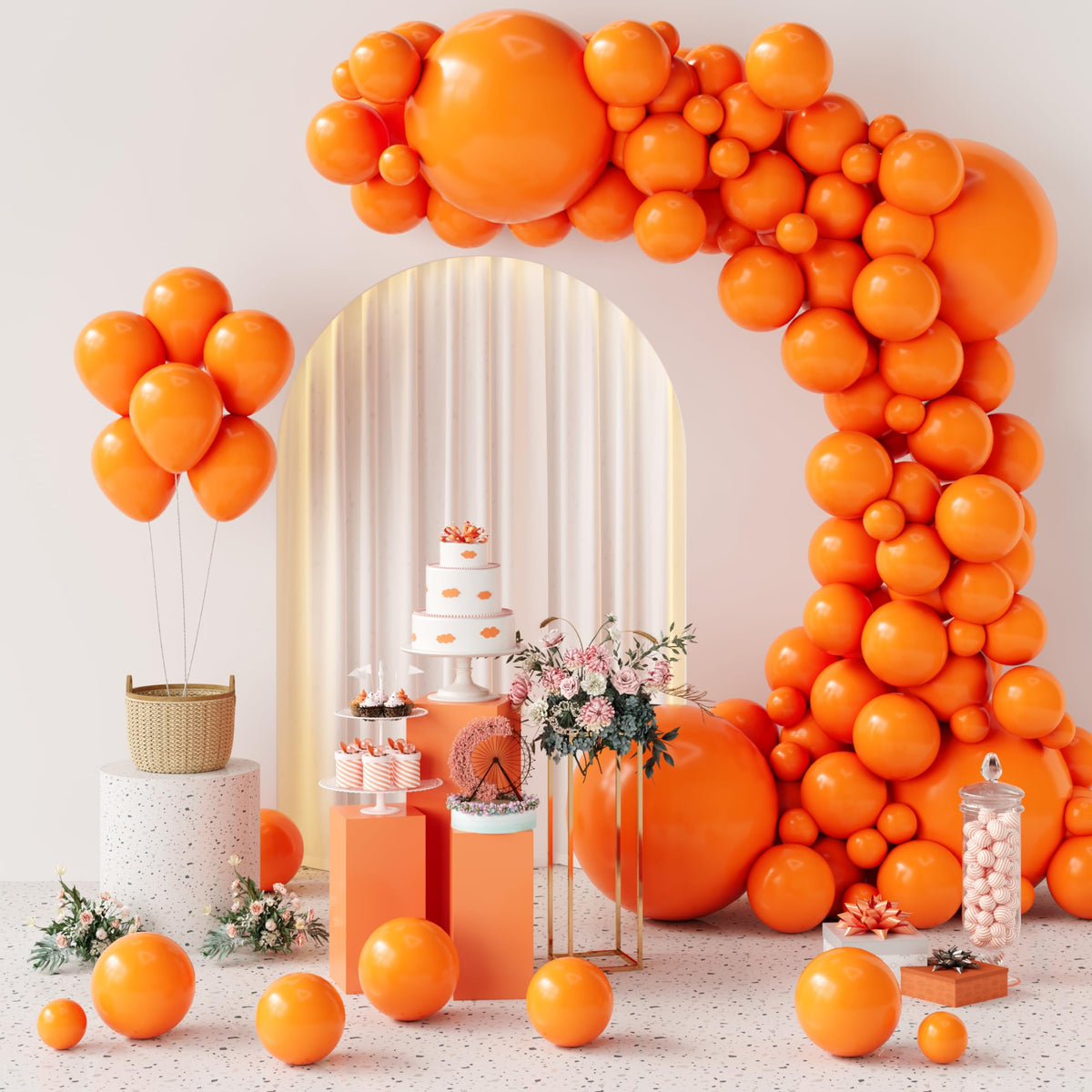 GaesQae orange 5-inch balloons for quick, eye-catching balloon arches.