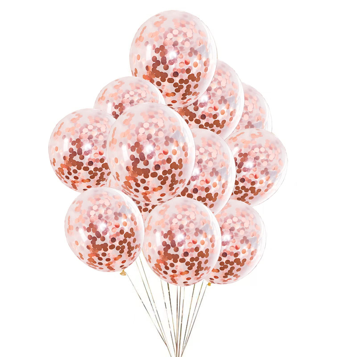 GaesQae rose gold confetti balloon 12 inch with shimmering inside confetti for celebrations