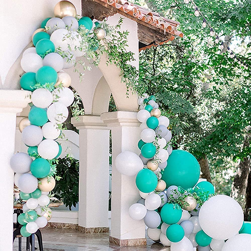 GaesQae teal balloons graduation party, festive accents for milestone celebrations.