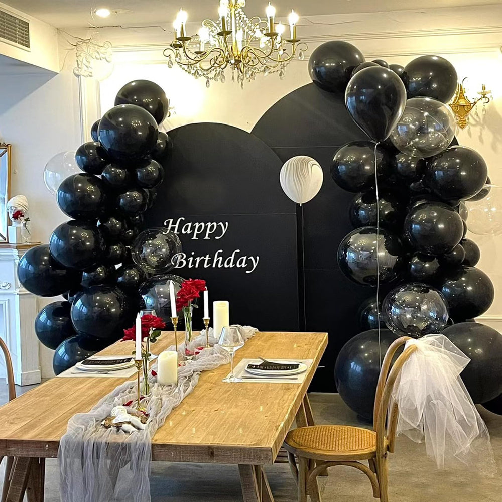 GaesQae wedding bridal black balloons add dramatic elegance.
