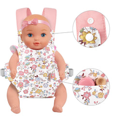 GAGAKU pink peach blossom carrier demonstrates three carrying styles for playtime.