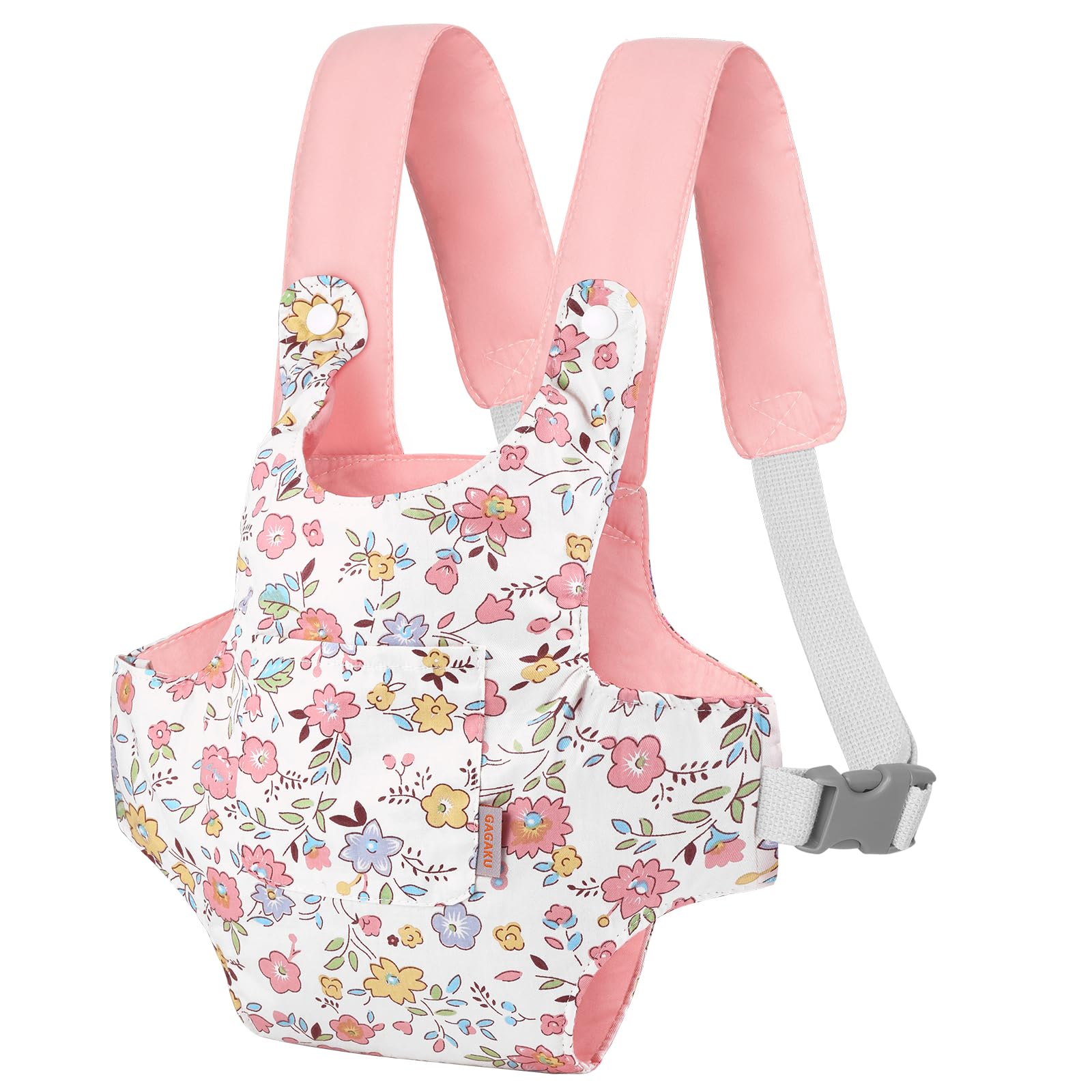 GAGAKU Baby Doll Carrier front view with soft cotton fabric for gentle play.