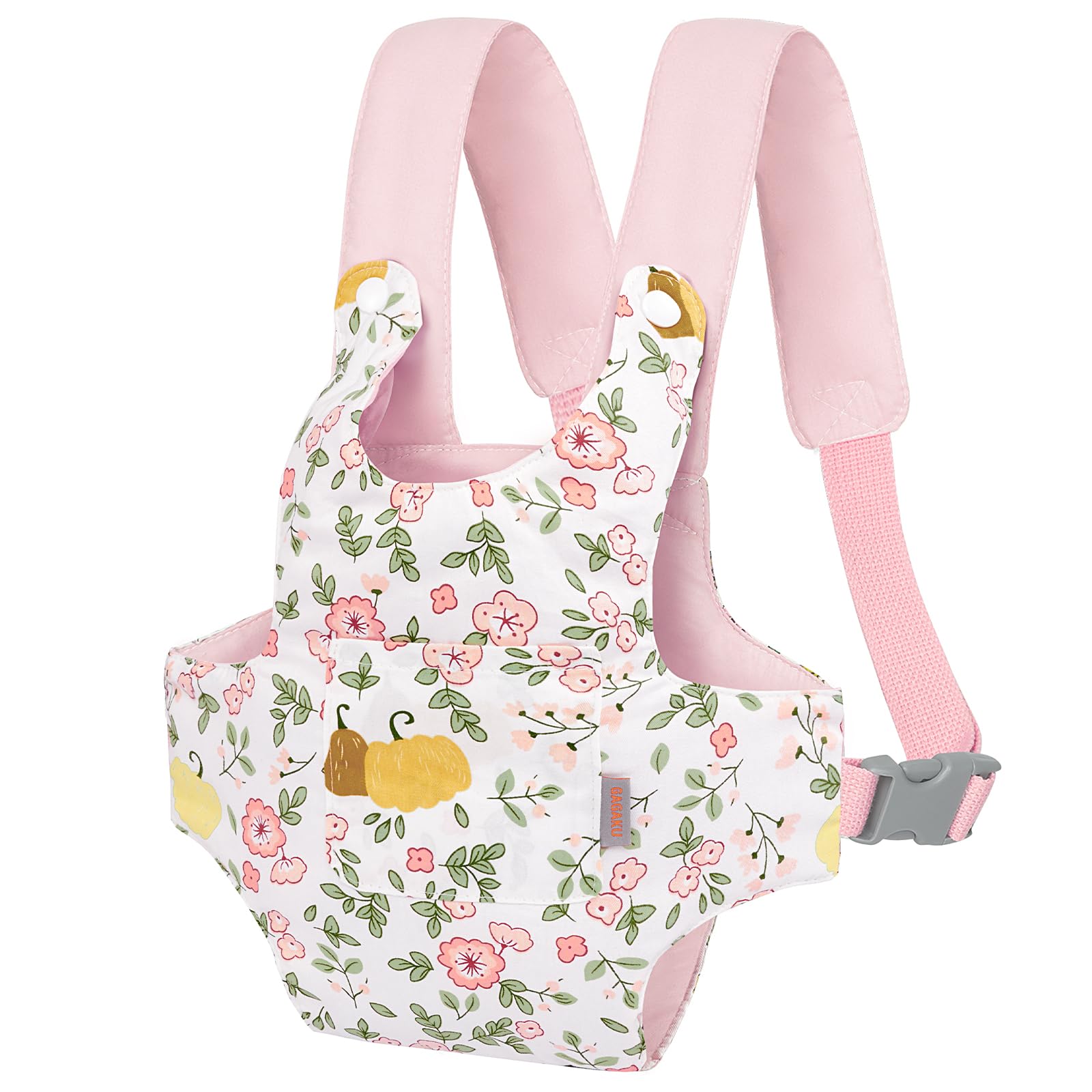 GAGAKU pink baby doll carrier, soft cotton comfort for long play sessions.