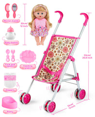 GAGAKU baby doll stroller side view highlights foldable design for simple storage.