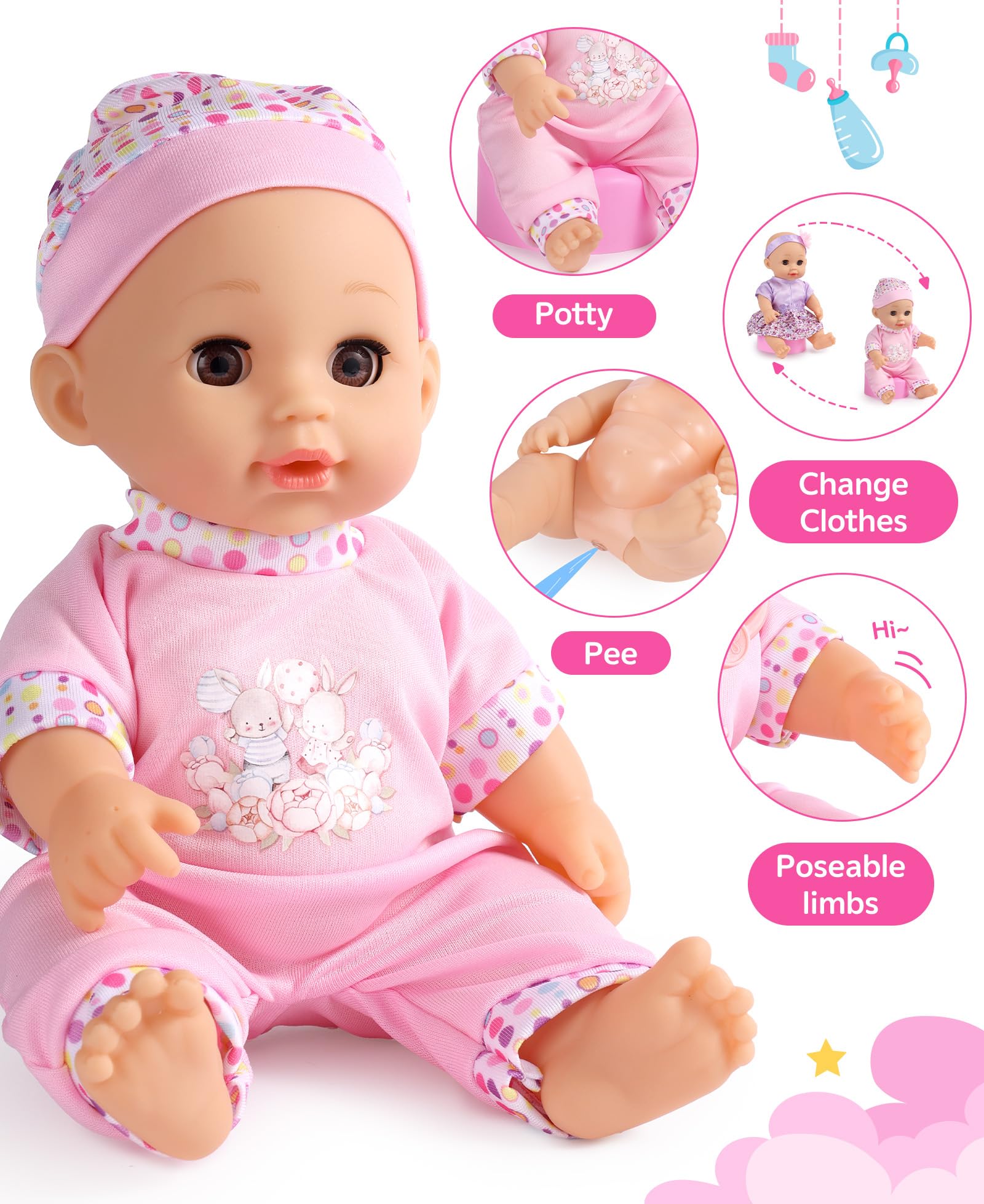 GAGAKU doll bottle feeding function invites realistic feeding and caring moments