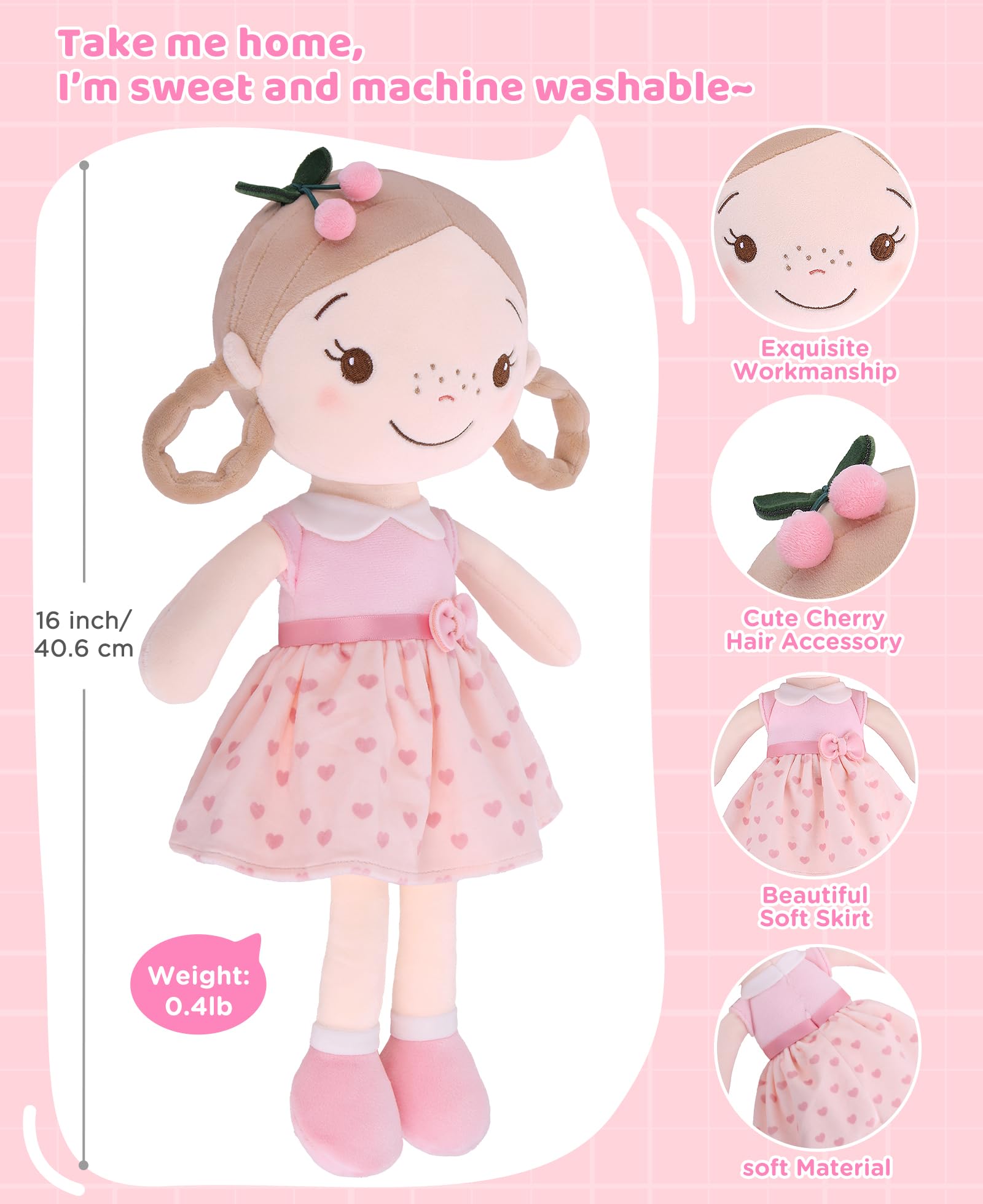 GAGAKU my first baby doll 16in with hug friendly design for easy grasp play.