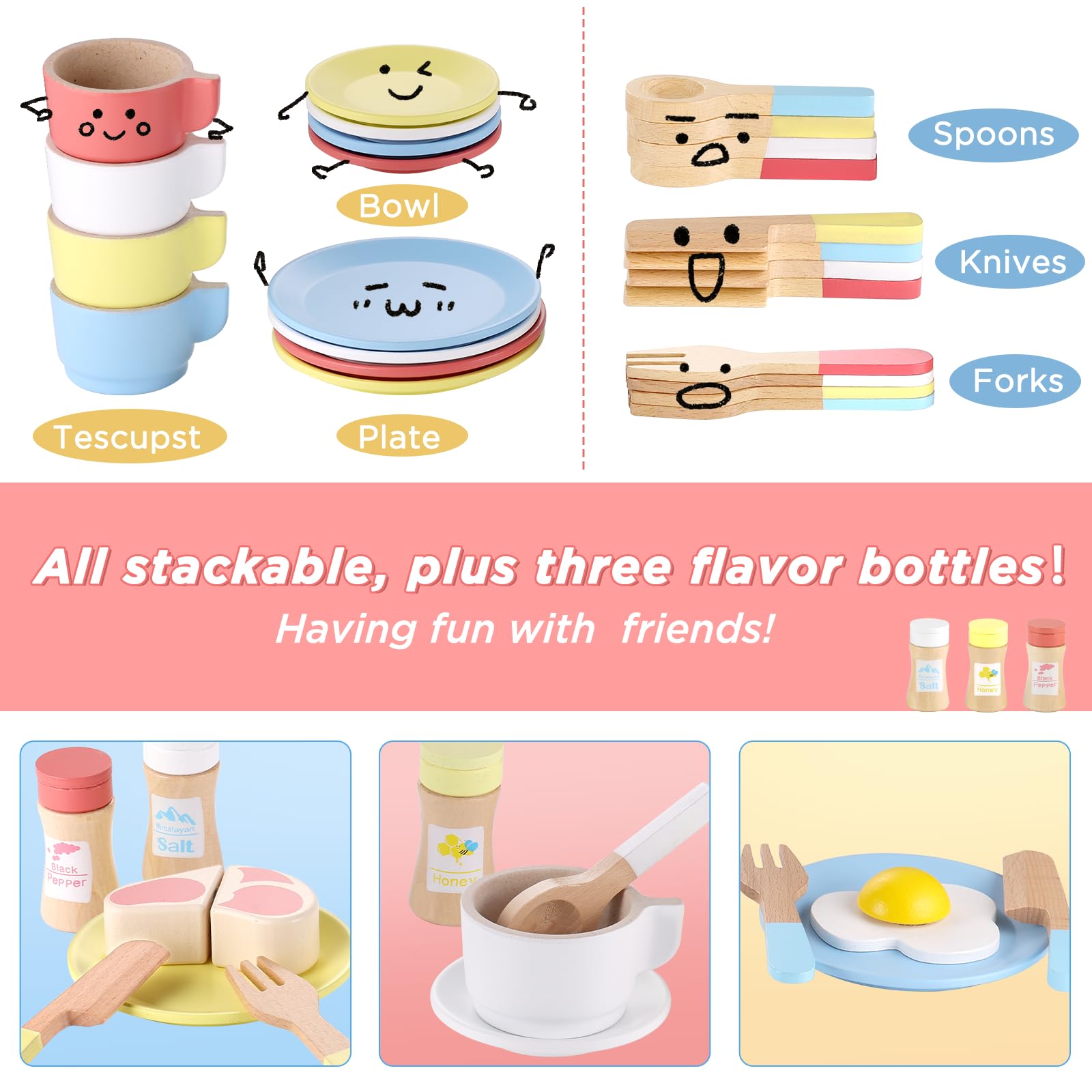 GAGAKU colorful cutlery set, spoons and forks, encouraging imaginative dining.