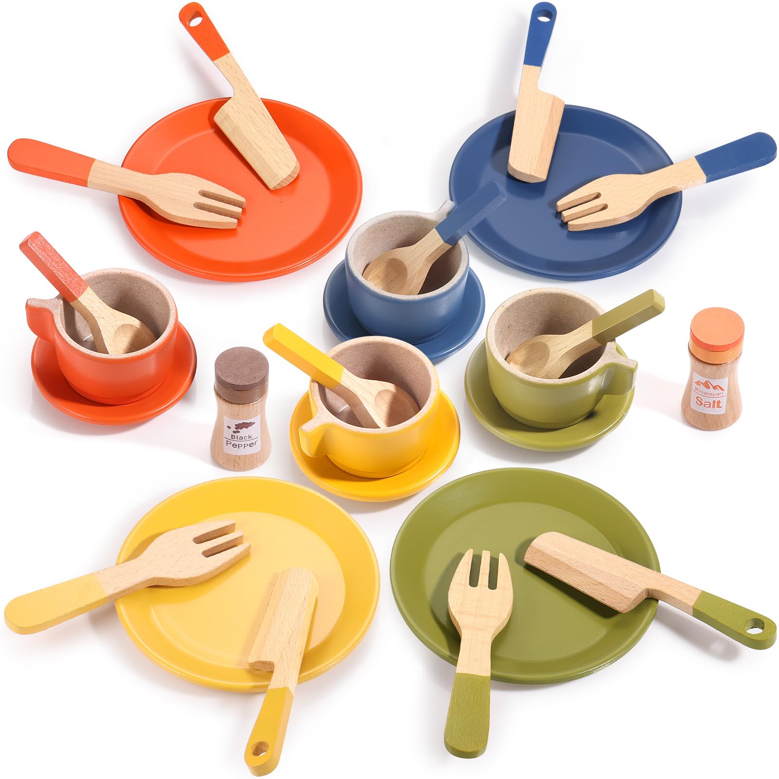 GAGAKU wooden play food plates for kids encourage imaginative meals.