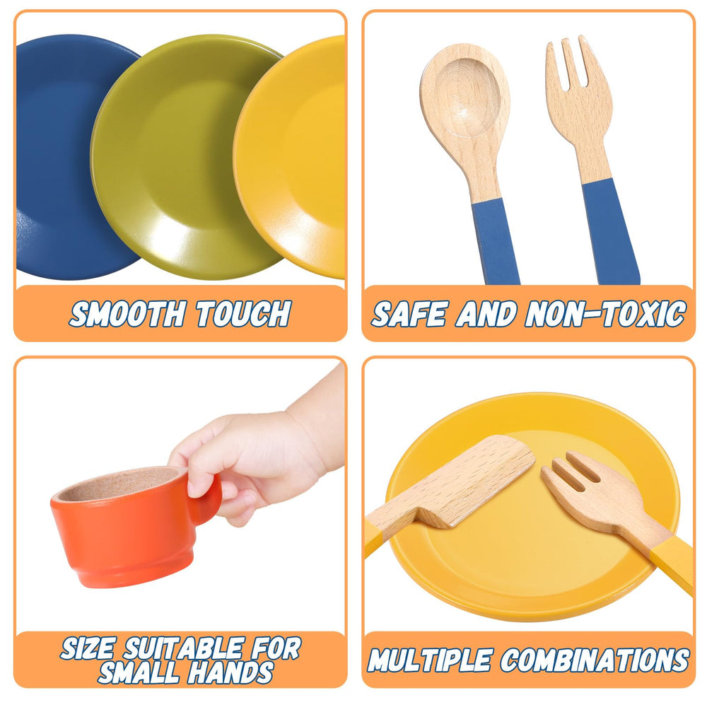 GAGAKU wooden utensils set with spoons and knives for safe play.