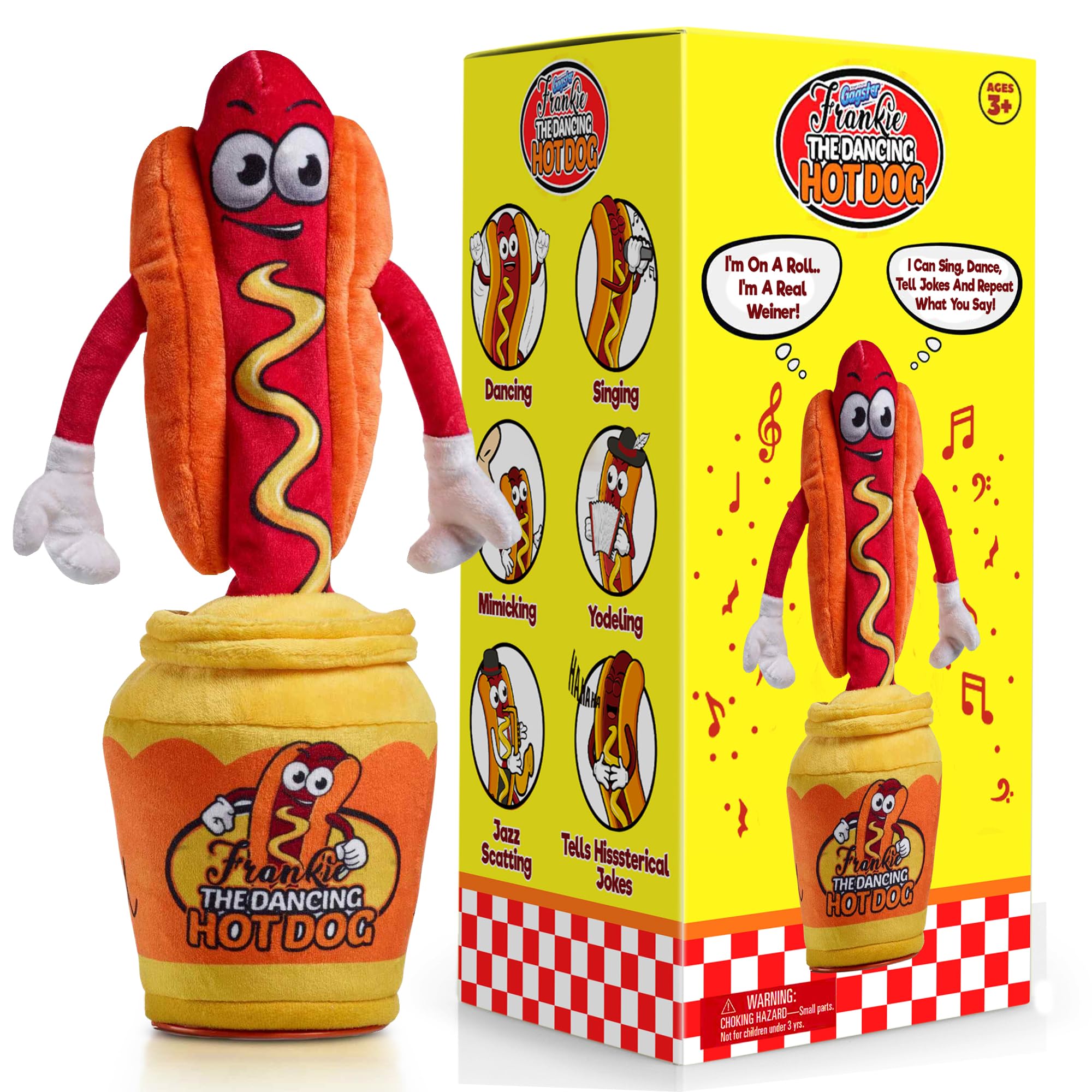 Gagster Dancing Hot Dog sings for family entertainment.