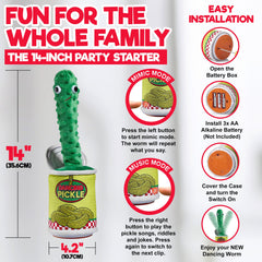 Gagster Dancing Pickle tells jokes and knock-knock lines to break the ice.