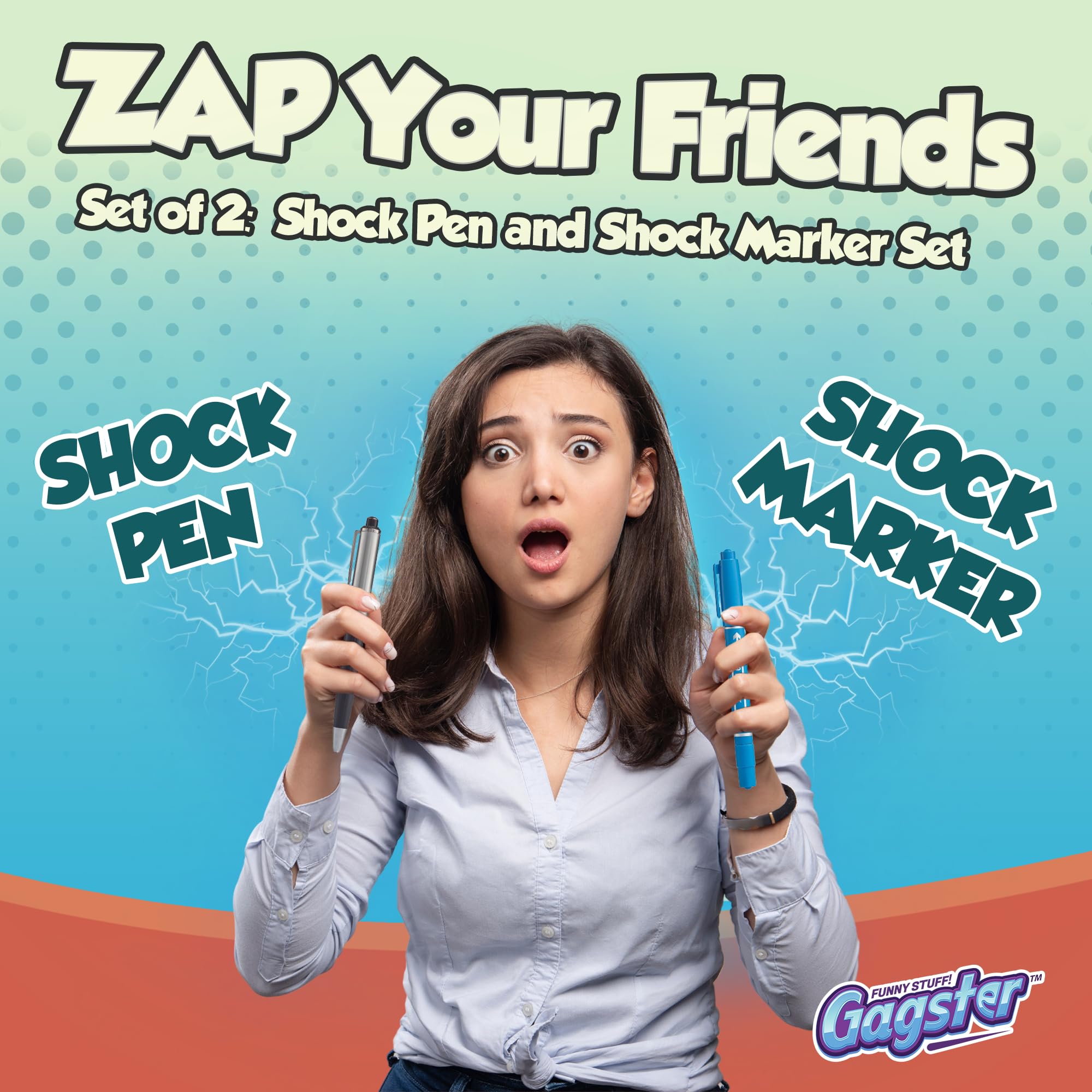 Gagster shock marker in hand adds surprising twist to writing pranks.
