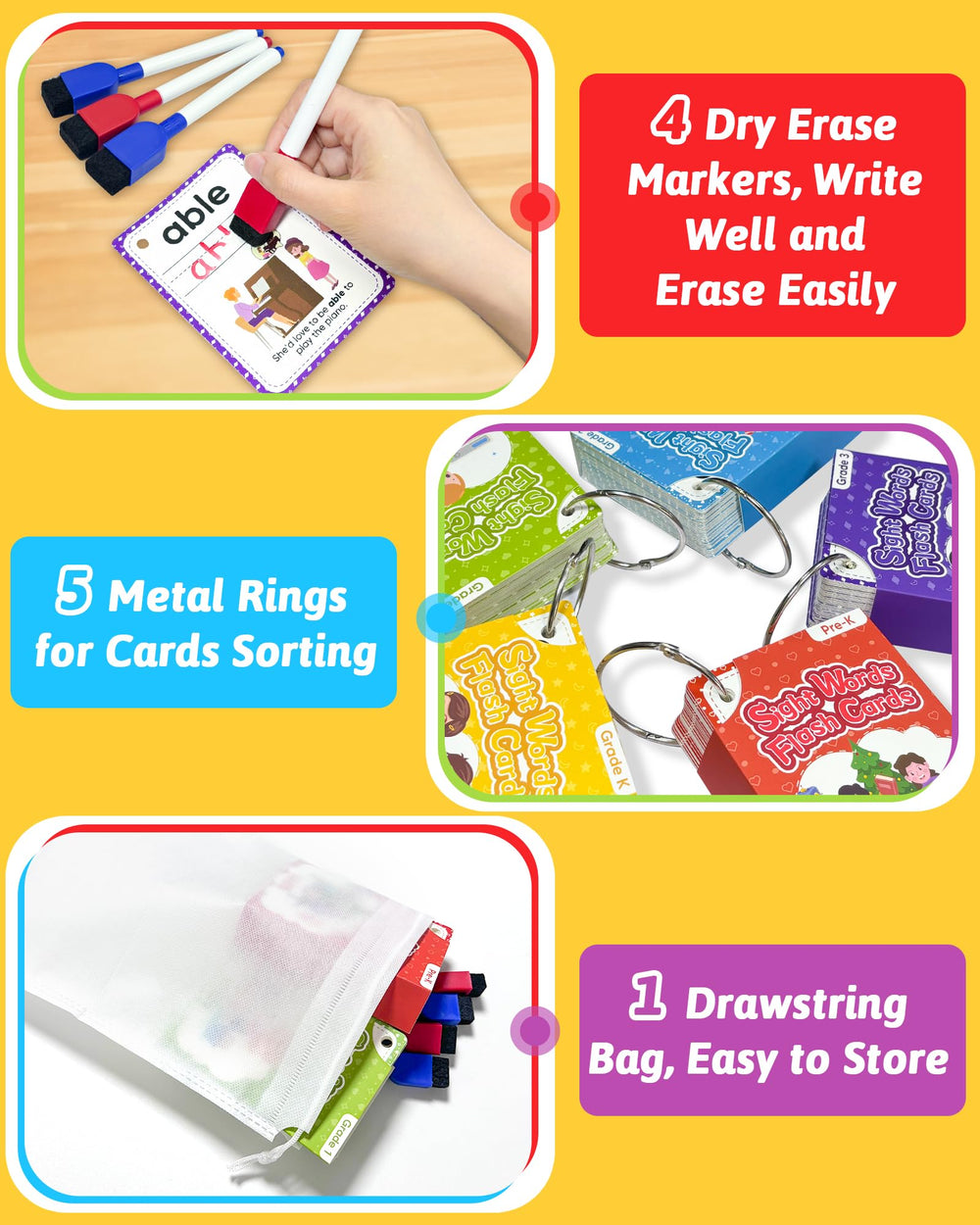 Gagule set includes markers, bag, and rings for organization and portability