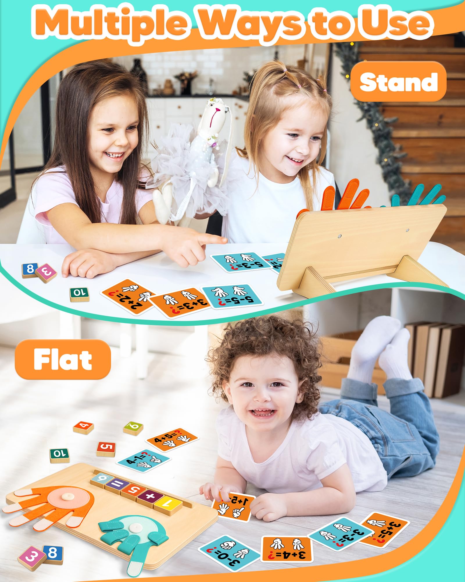 Gagule holders keep blocks organized for tidy learning sessions.