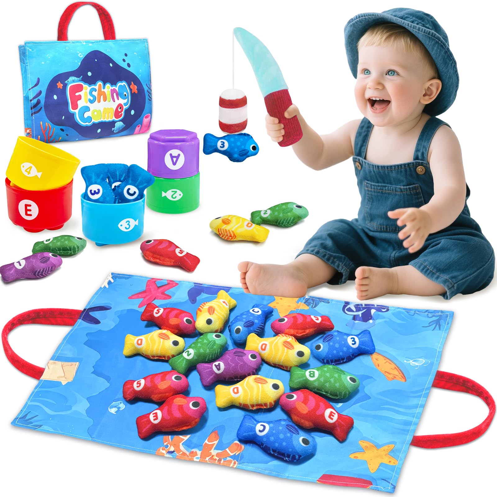 Gagule Montessori fishing rod shown for engaging toddler fishing play and fine motor practice.