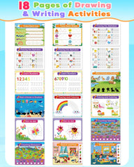 Gagule Toddler Busy Book learning-activities page features alphabet, numbers, colors, and shapes