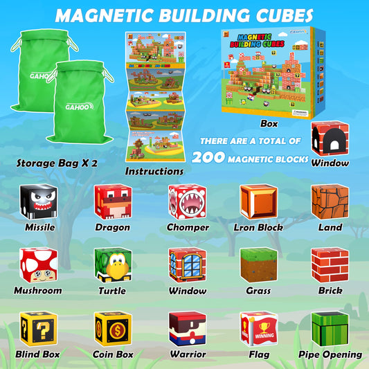 GaHoo magnetic blocks with storage bags for easy organization after play.