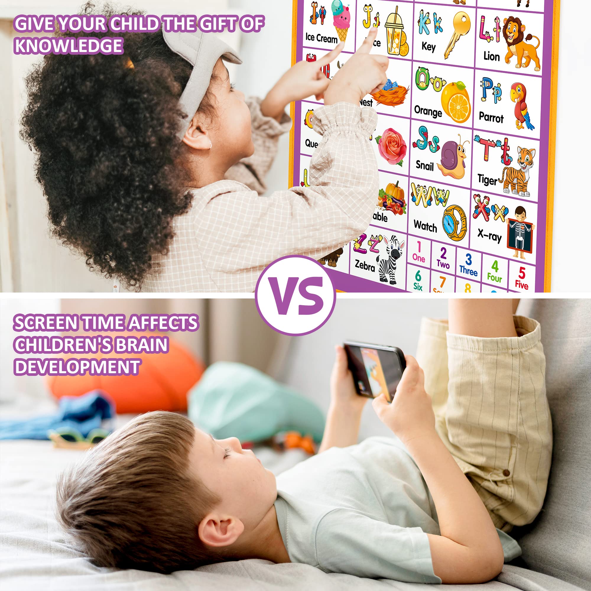 GaHoo alphabet wall chart with learning cards supports counting and matching activities