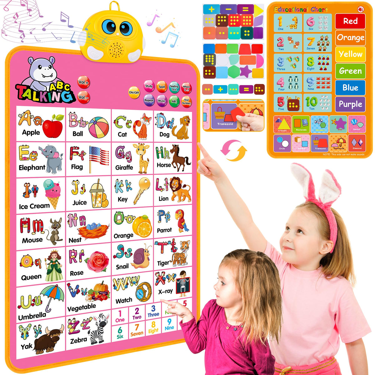 GaHoo interactive alphabet wall chart poster teaches letters and numbers through touch