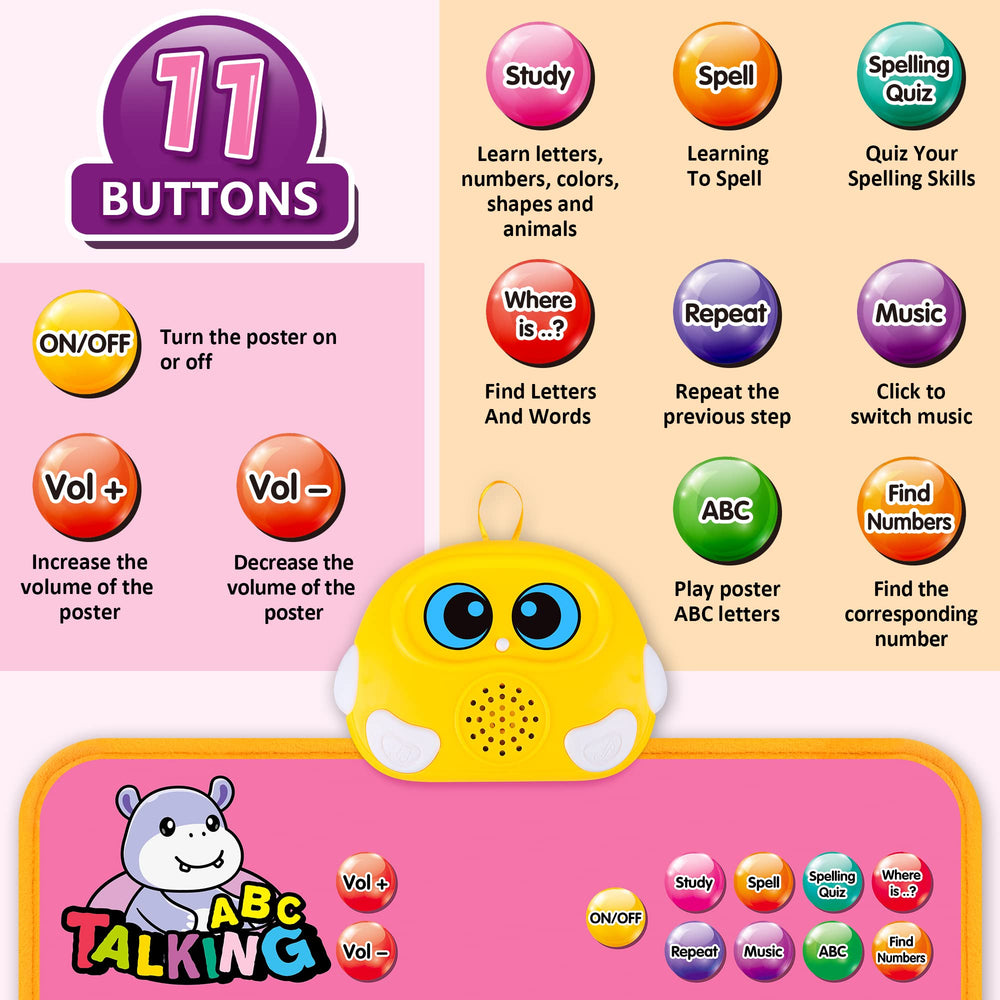 GaHoo talking ABC 123s poster with music encourages word recognition and counting