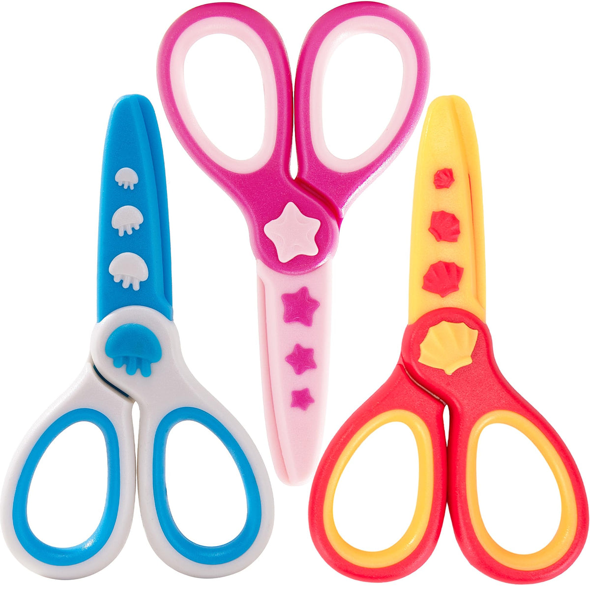GAIFONGRE 3pc safety scissors for kids with blunt tips, durable and easy to grip.