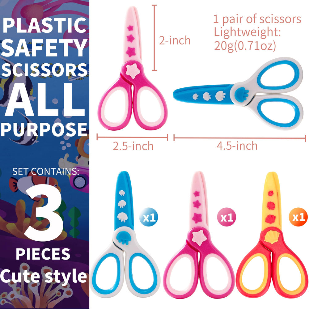 GAIFONGRE kids craft scissors with blunt tips and colorful handles for safe cutting.