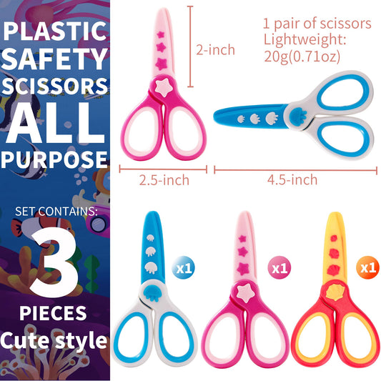 GAIFONGRE kids craft scissors with blunt tips and colorful handles for safe cutting.