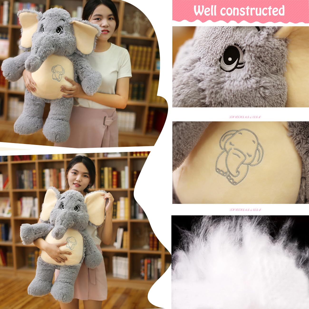GailiMaiYa elephant plush enhances bedroom decor with a playful vibe.