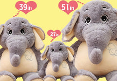 GailiMaiYa plush elephant serves as a comfy pillow for rest.