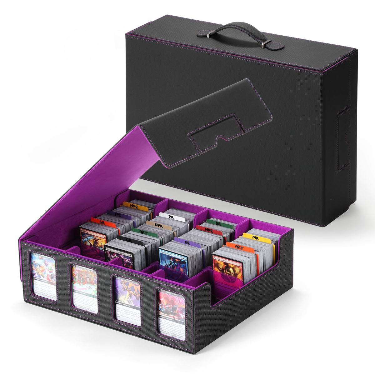 GAISTEN 4-row card storage box displaying 3200 sleeved cards for MTG and TCG collections.