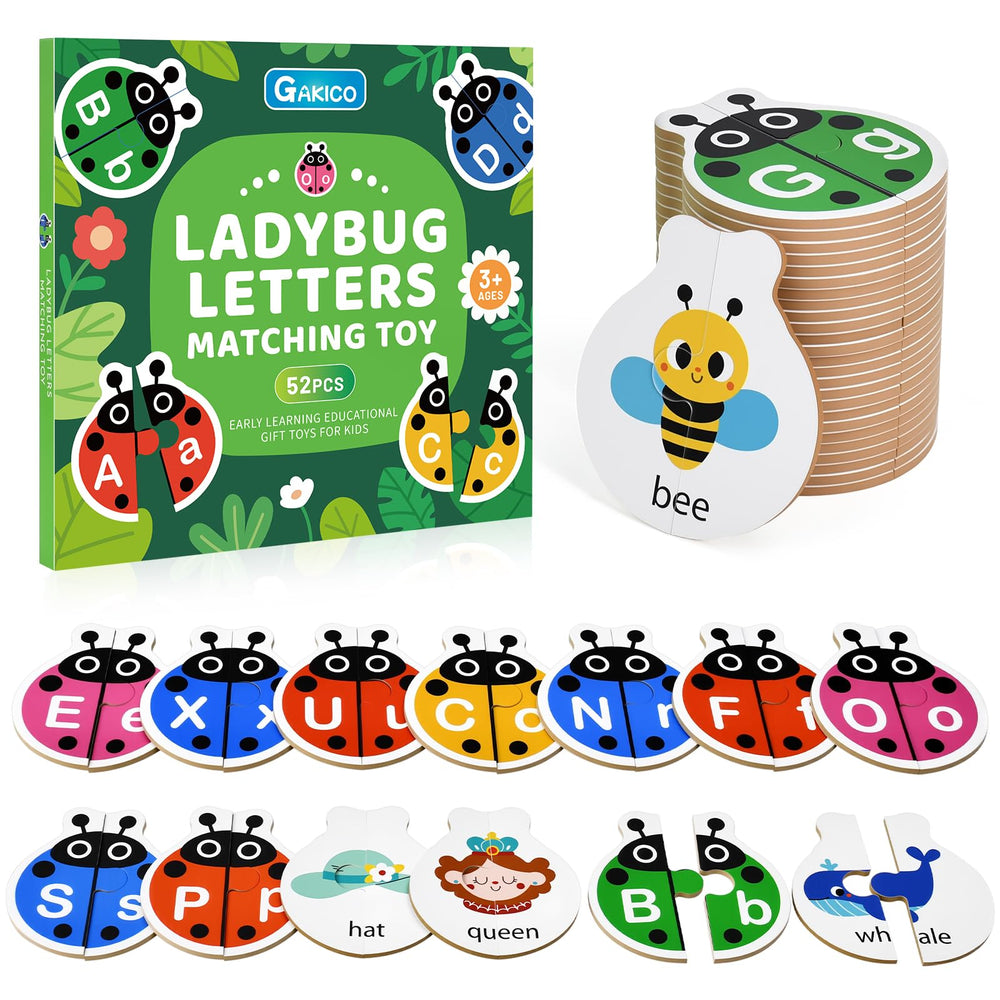 GAKICO Ladybug self-correcting alphabet puzzle front side shows letters for early literacy