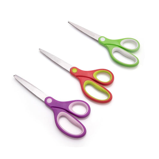 Galadim 7-inch student scissors set, three-pack, ergonomic grip for growing hands.