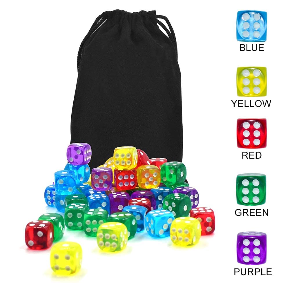 GALIREN dice in five colors for varied dice games.