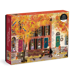 Galison Autumn in the Neighborhood puzzle box front with matte packaging, ideal for gifting.