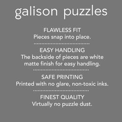 Galison puzzle pieces thick and sturdy for easy handling during assembly.
