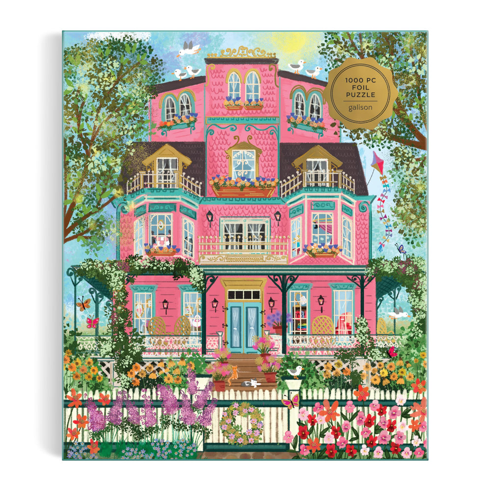 Finished Galison Capeside Victorian puzzle displayed as art adds vintage charm to any room.