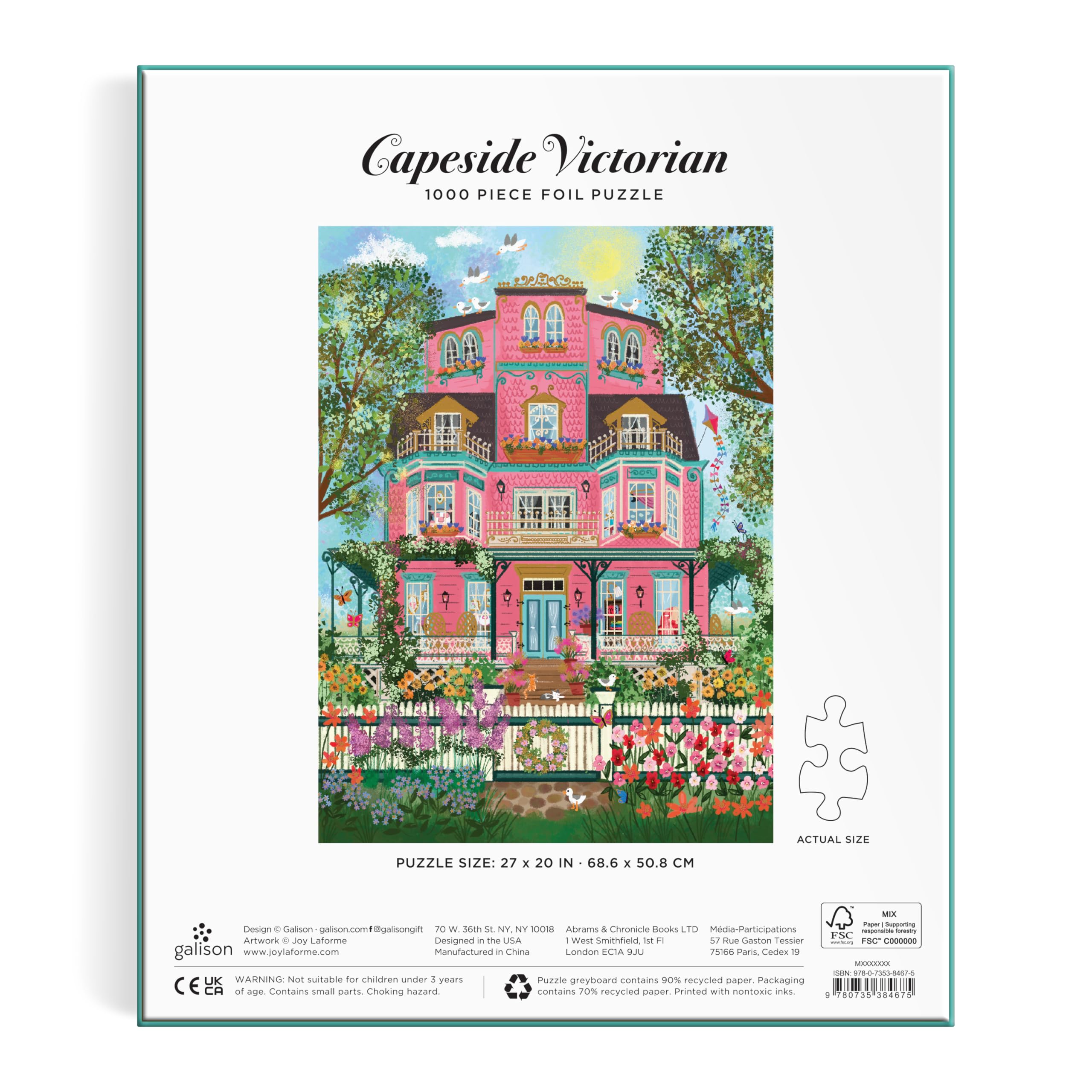 Galison Capeside Victorian puzzle box image showcases 1000 pieces for a satisfying, immersive challenge.